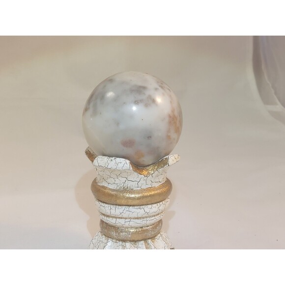 Large Marble Onyx Stone Ball White Grey 3" Polished - Picture 5 of 7